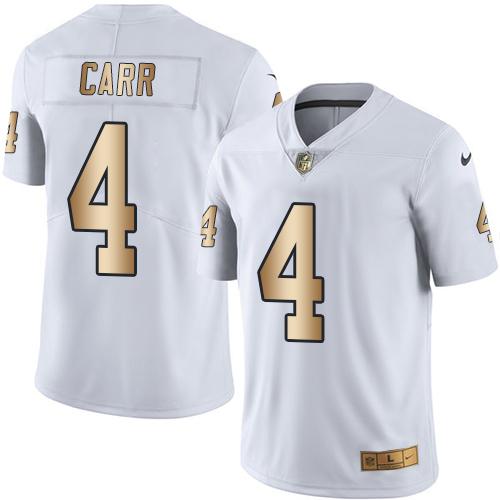 Nike Raiders #4 Derek Carr White Men's Stitched NFL Limited Gold Rush Jersey - Click Image to Close
